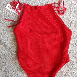 Frankies bikinis red piece with ties